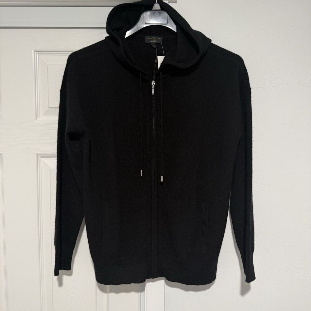Charter Club Luxury Women’s Cashmere Classic Zip Up Hoodie Large NWT